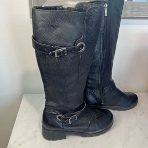 Black Leather Knee-High Boots